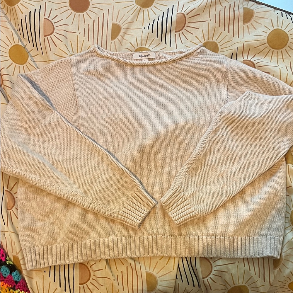 Madewell 100% cotton roll neck cropped sweater